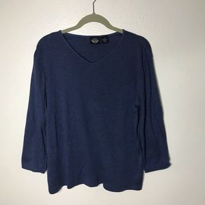 3/20 Dockers 3/4 sleeve blue pull over v neck top